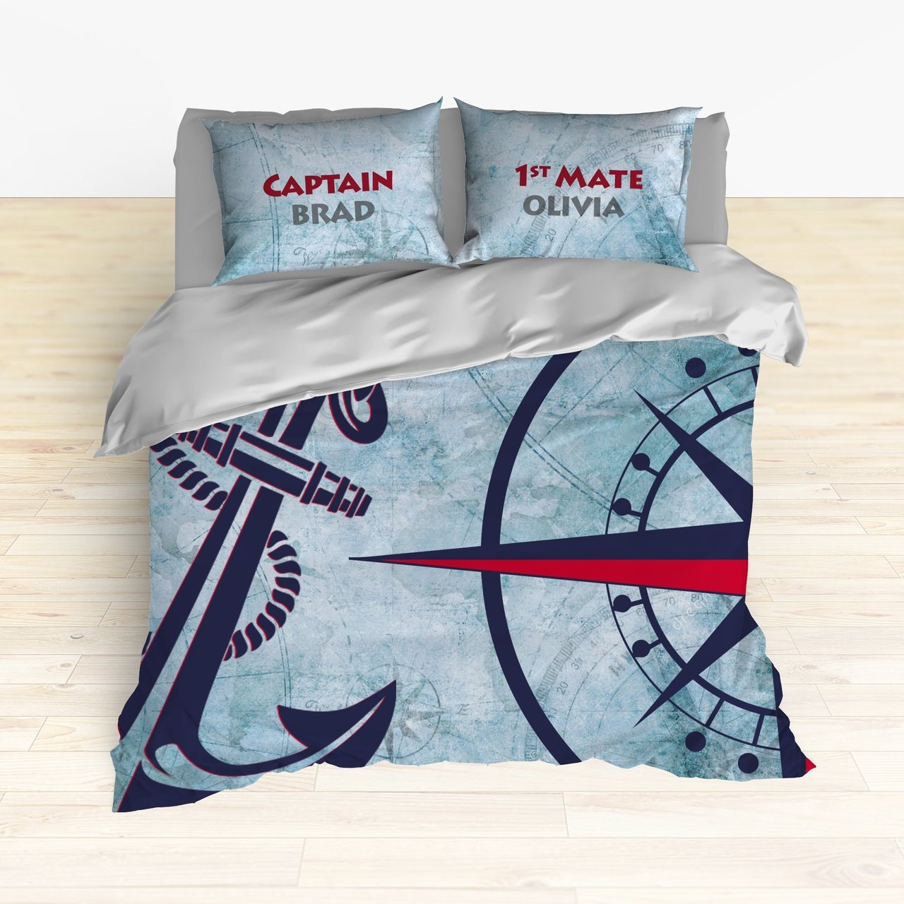 Nautical Anchor And Compass , S Duvet Cover Bedding Set