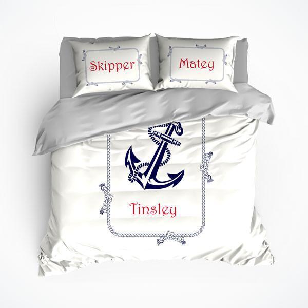 Nautical Anchor Theme , S, Cream Background Duvet Cover Bedding Set