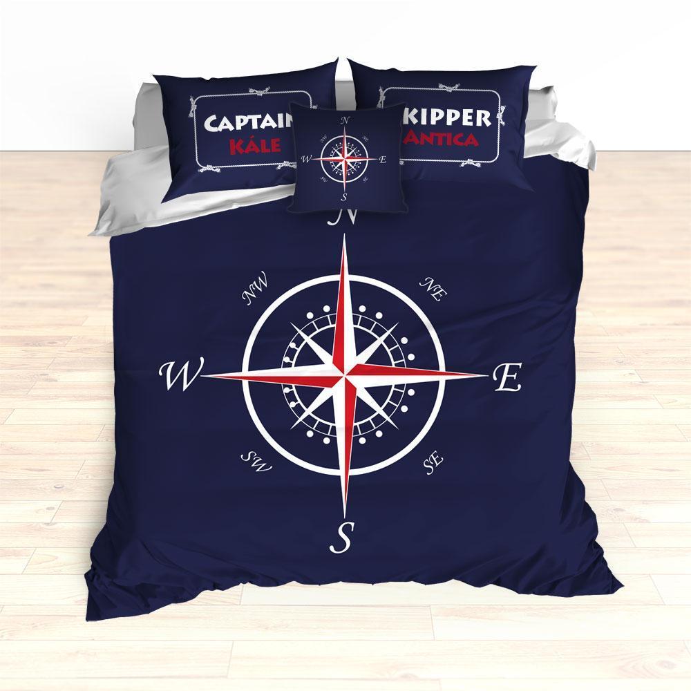 Nautical Compass Personalized Duvet Cover Bedding Set