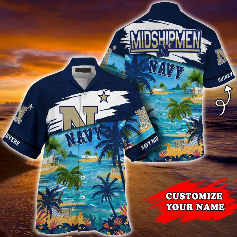 Navy Midshipmen NCAA Customized Summer Hawaiian Shirt