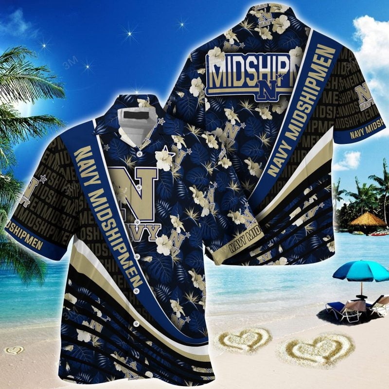 Navy Midshipmen NCAA Summer – Hawaii Shirt For This Season – Gift For Sport Lovers With Tropical Flower Pattern