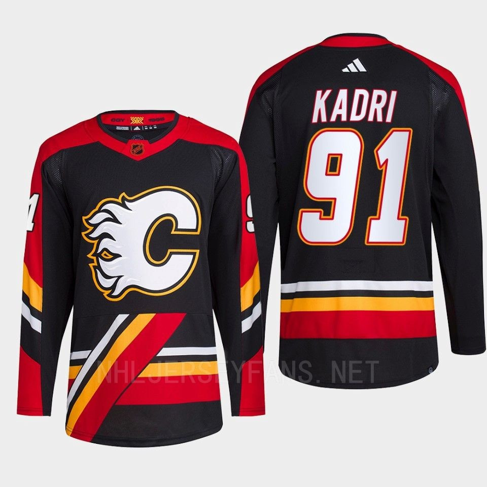 Nazem Kadri 91 Reverse Retro 2.0 2022 Calgary Flames Black Stitched Jersey Primegreen