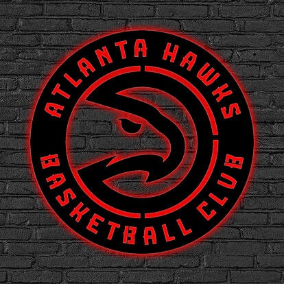 NBA Atlanta Hawks Logo RGB Led Lights Metal Wall Art