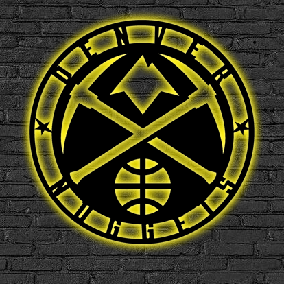 NBA Denver Nuggets Logo RGB Led Lights Metal Wall Art
