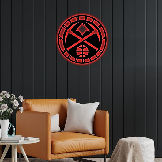 NBA Denver Nuggets Logo RGB Led Lights Metal Wall Art