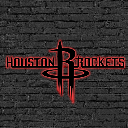 NBA Houston Rockets Logo RGB Led Lights Metal Wall Art