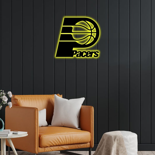 NBA Indiana Pacers Logo RGB Led Lights Metal Wall Art