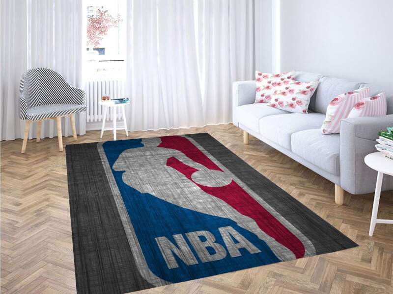 Nba Logo Textured Carpet Rectangle Rug