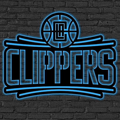 NBA Los Angeles Clippers Logo RGB Led Lights Metal Wall Art