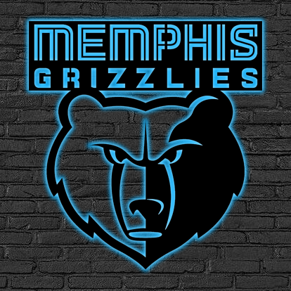 NBA Memphis Grizzlies Logo RGB Led Lights Metal Wall Art