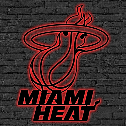 NBA Miami Heat Logo RGB Led Lights Metal Wall Art