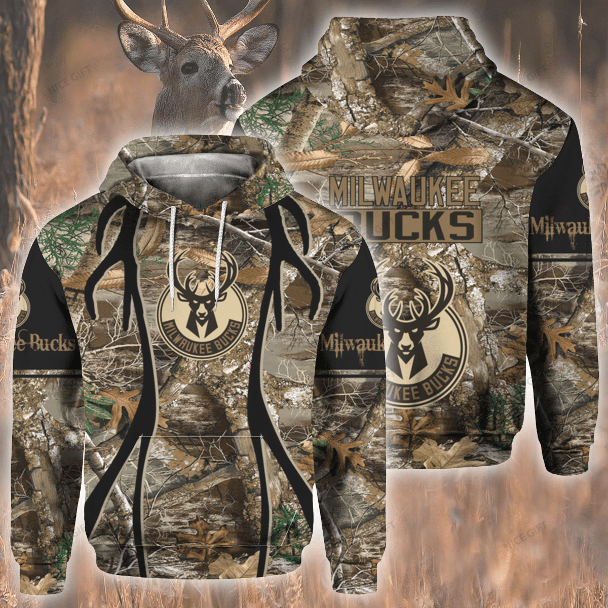 NBA Milwaukee Bucks Hunting 3D Hoodie Gift For Fans