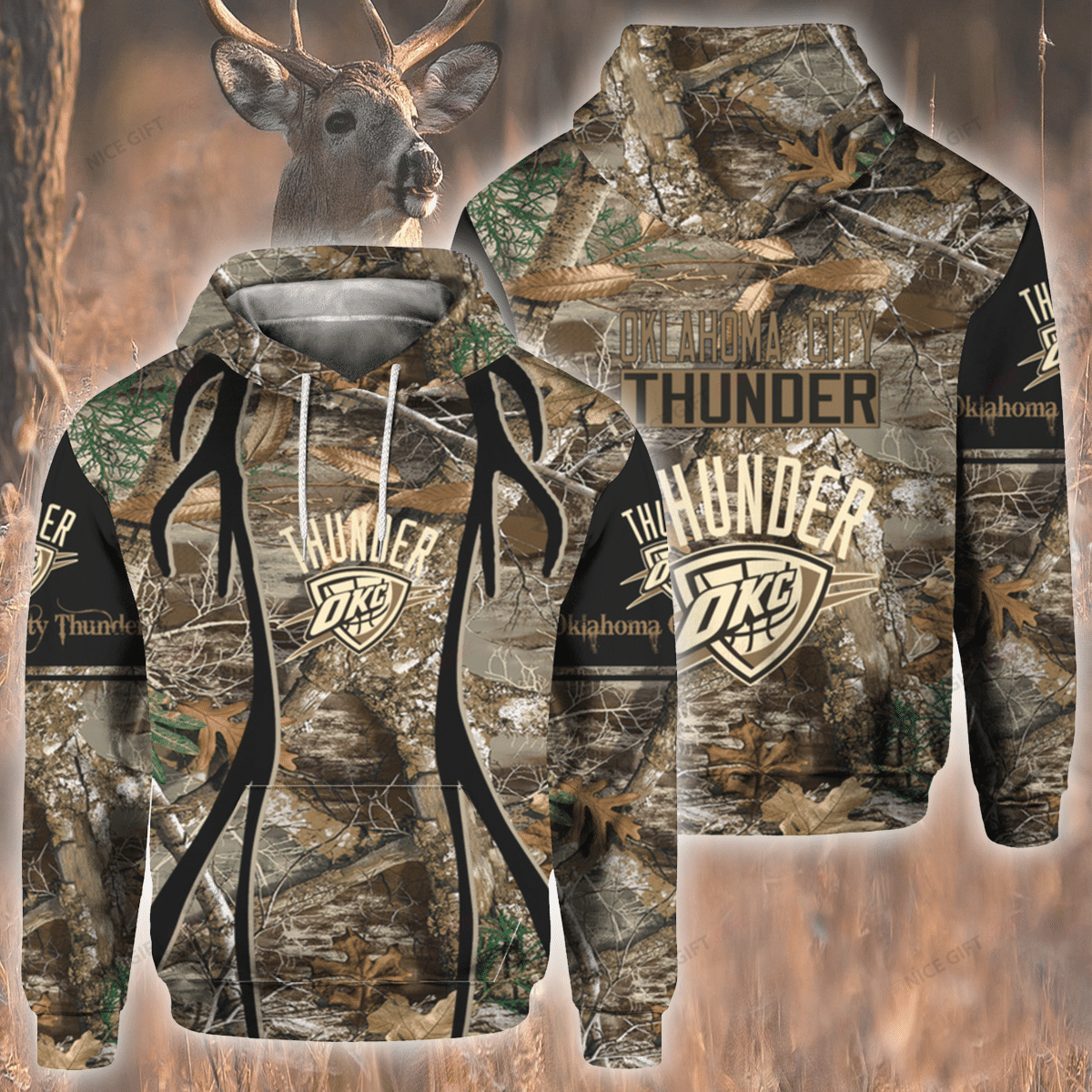 NBA Oklahoma City Thunder Hunting 3D Hoodie Gift For Fans
