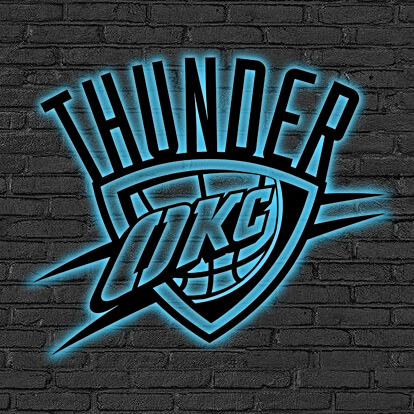 NBA Oklahoma City Thunder Logo RGB Led Lights Metal Wall Art