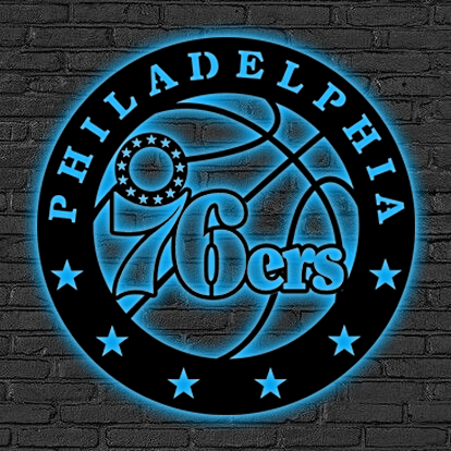 NBA Philadelphia 76ers Logo RGB Led Lights Metal Wall Art