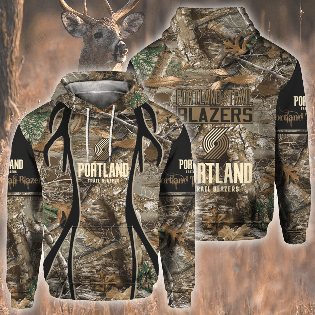 NBA Portland Trail Blazers Hunting 3D Hoodie Gift For Fans