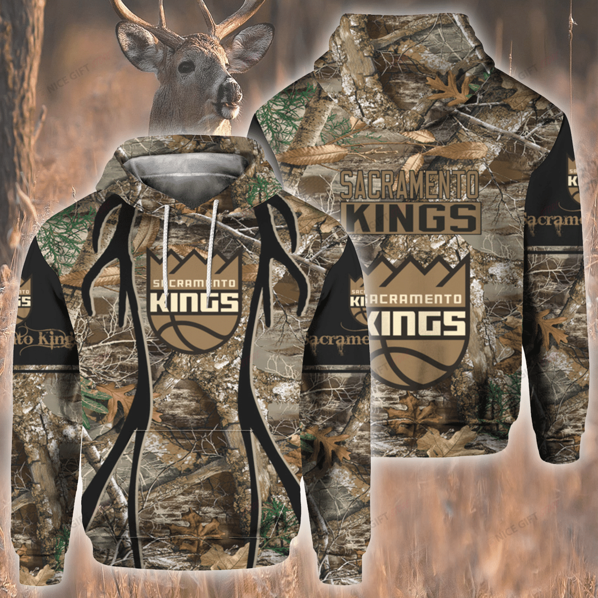 NBA Sacramento Kings Hunting 3D Hoodie Gift For Fans