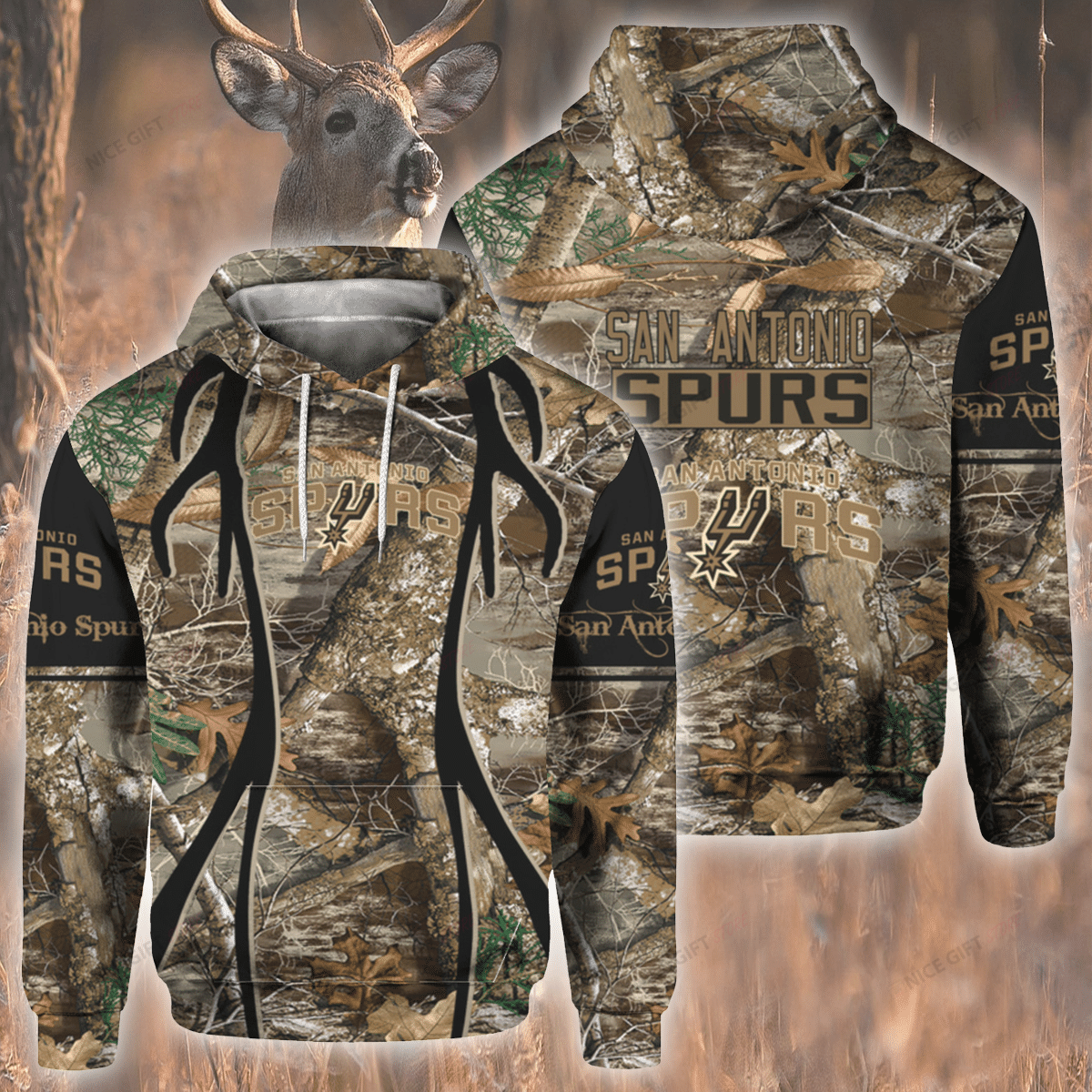 NBA San Antonio Spurs Hunting 3D Hoodie Gift For Fans