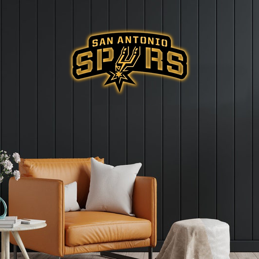 NBA San Antonio Spurs Logo RGB Led Lights Metal Wall Art