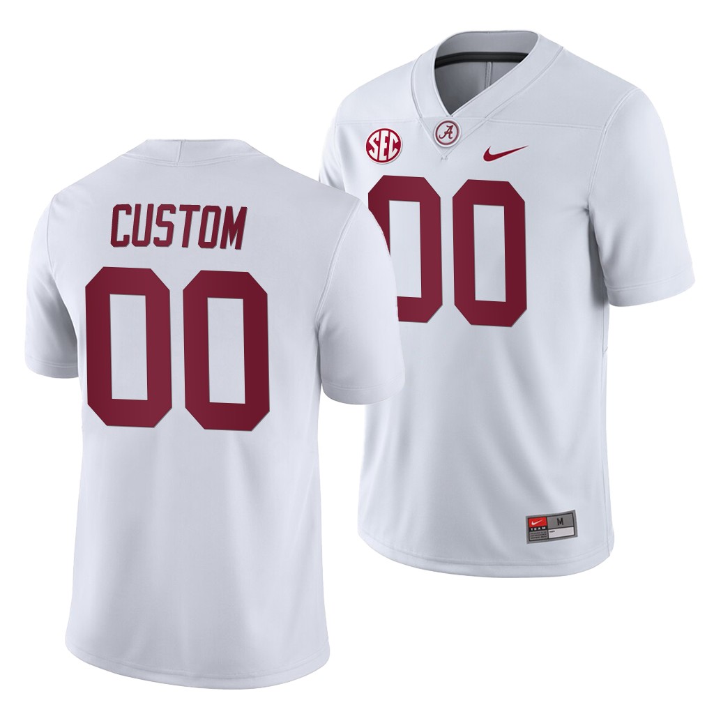 NCAA Alabama Crimson Tide Custom White 2019 Away Game Jersey