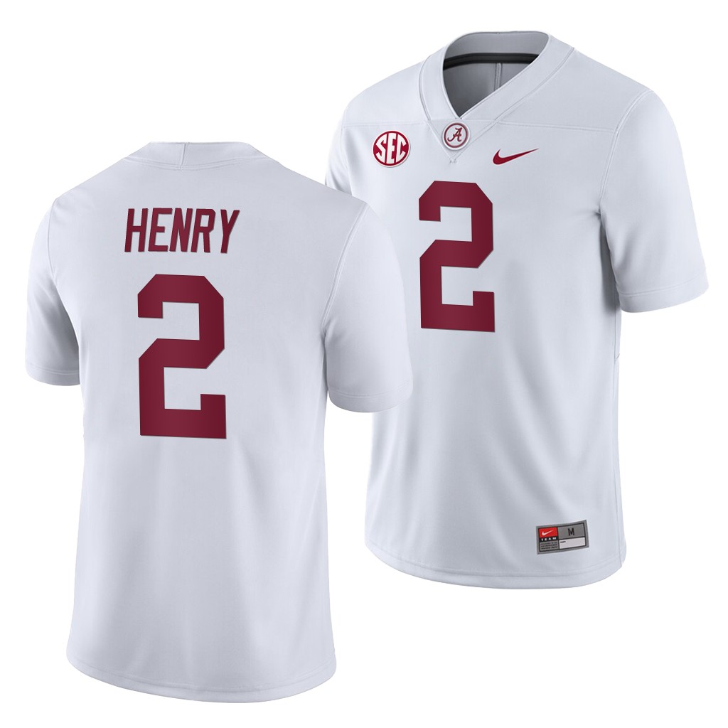 NCAA Alabama Crimson Tide Derrick Henry White 2019 Away History Player Jersey