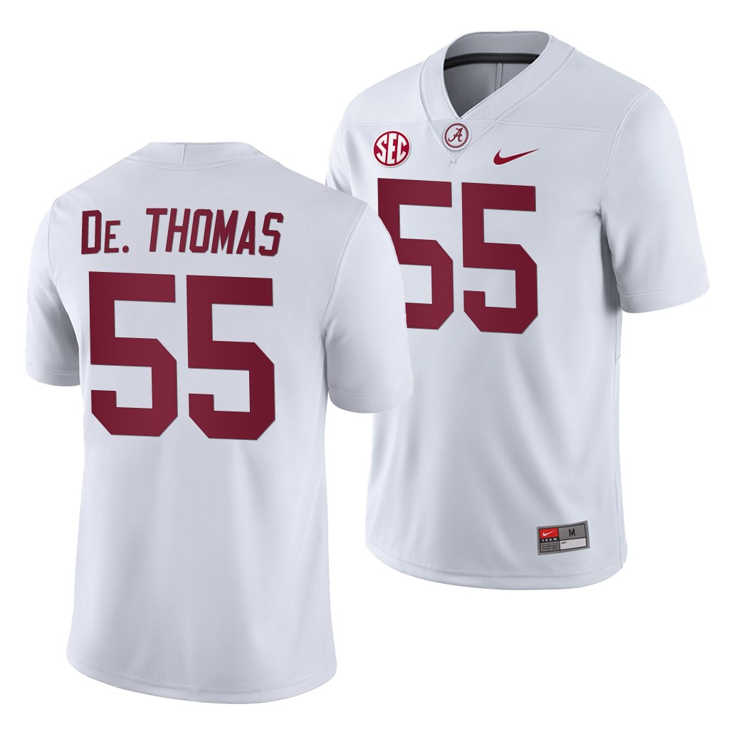 NCAA Alabama Crimson Tide Derrick Thomas White 2019 Away History Player Jersey