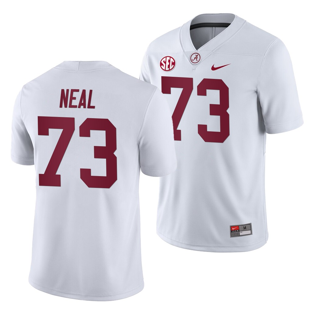 NCAA Alabama Crimson Tide Evan Neal White 2019 Away Game Jersey
