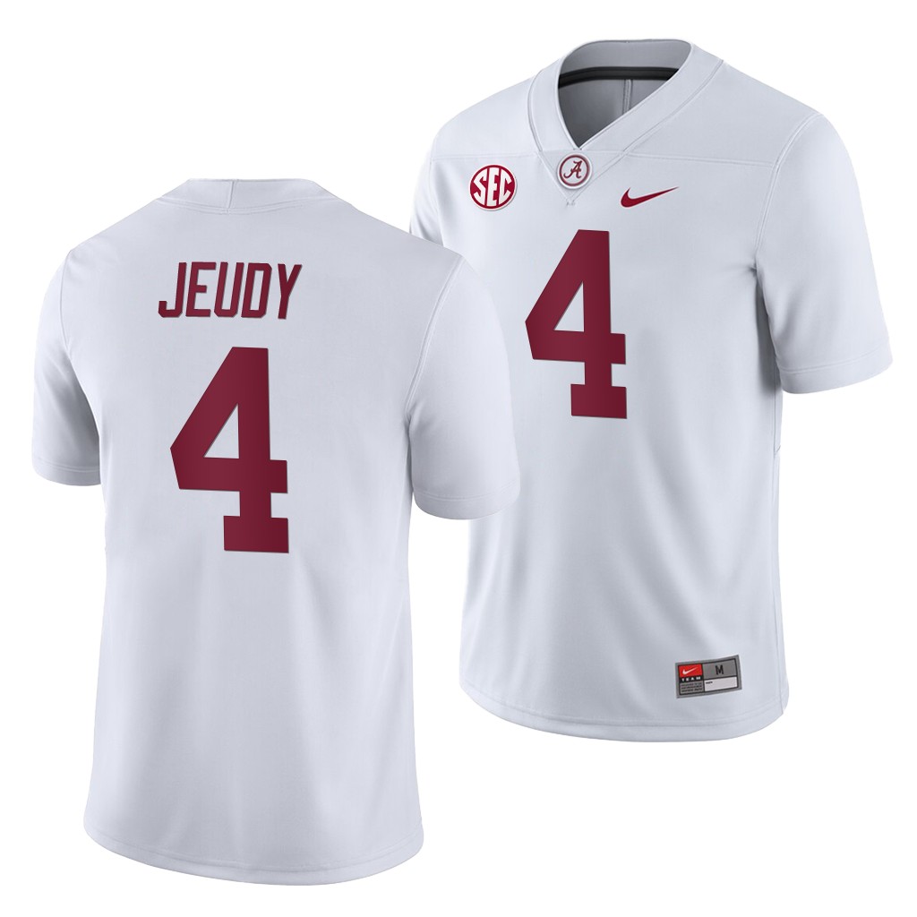 NCAA Alabama Crimson Tide Jerry Jeudy White 2019 Away Game Jersey