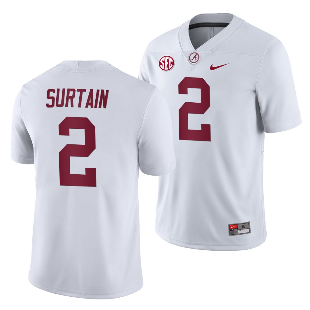 NCAA Alabama Crimson Tide Patrick Surtain Jr. White 2019 Away Game Jersey