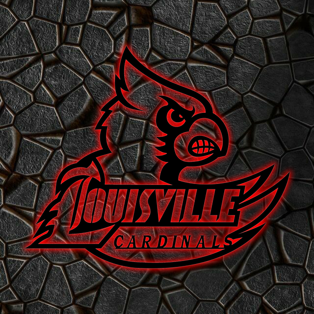 NCAA Baseball Louisville Cardinals Logo RGB Led Lights Metal Wall Art