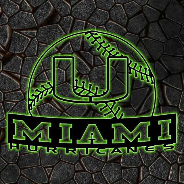 NCAA Baseball Miami Hurricanes Logo RGB Led Lights Metal Wall Art