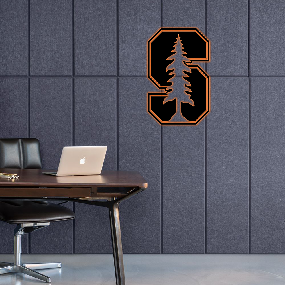 NCAA Baseball Stanford Cardinal Logo RGB Led Lights Metal Wall Art
