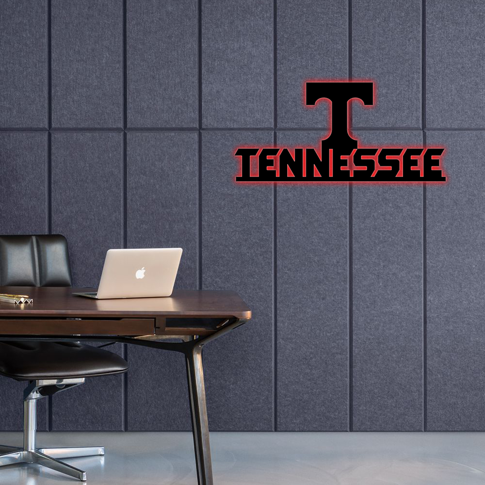 NCAA Baseball Tennessee Volunteers Logo RGB Led Lights Metal Wall Art