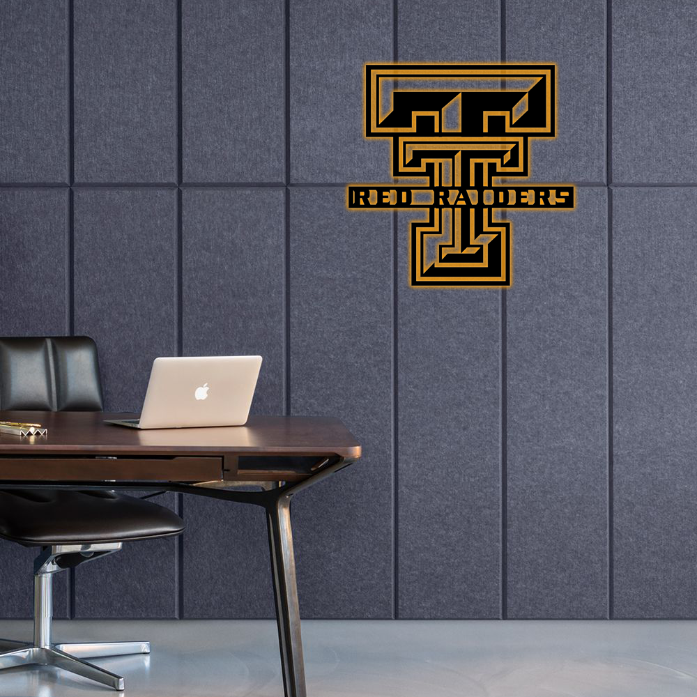 NCAA Baseball Texas Tech Red Raiders Logo RGB Led Lights Metal Wall Art