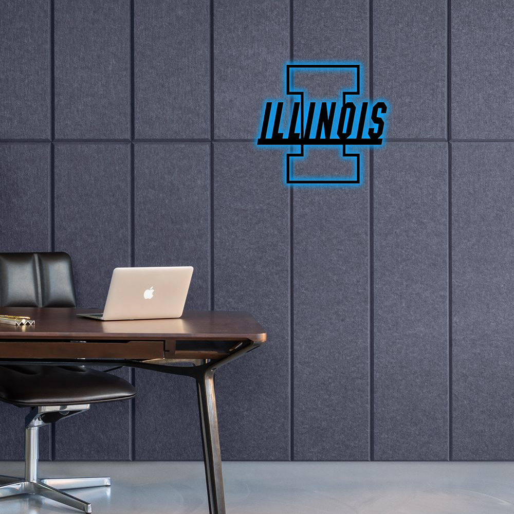 NCAA Basketball Illinois Fighting Illini Logo RGB Led Lights Metal Wall Art