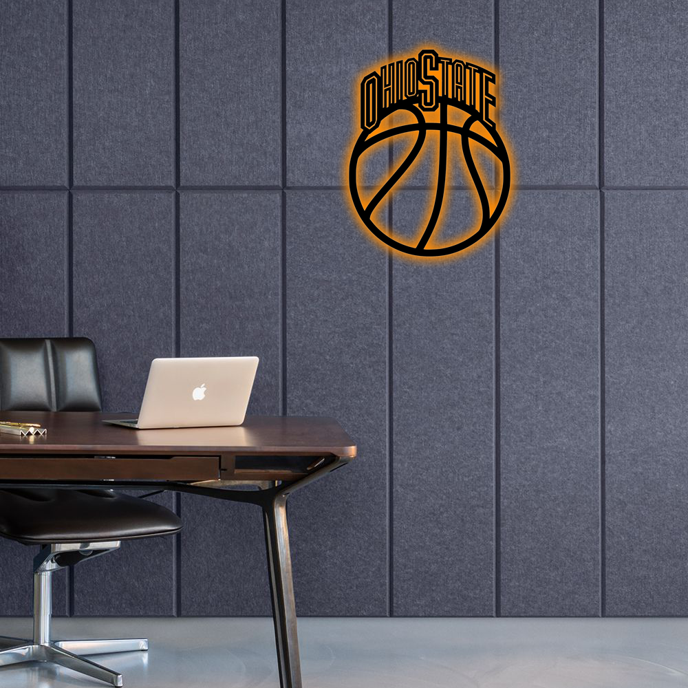NCAA Basketball Ohio State Buckeyes Logo RGB Led Lights Metal Wall Art