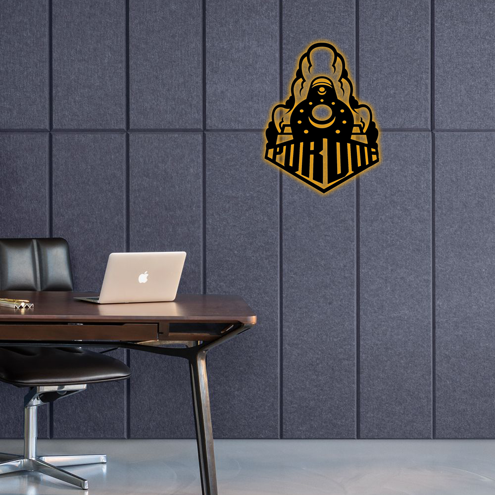NCAA Basketball Purdue Boilermakers Logo RGB Led Lights Metal Wall Art