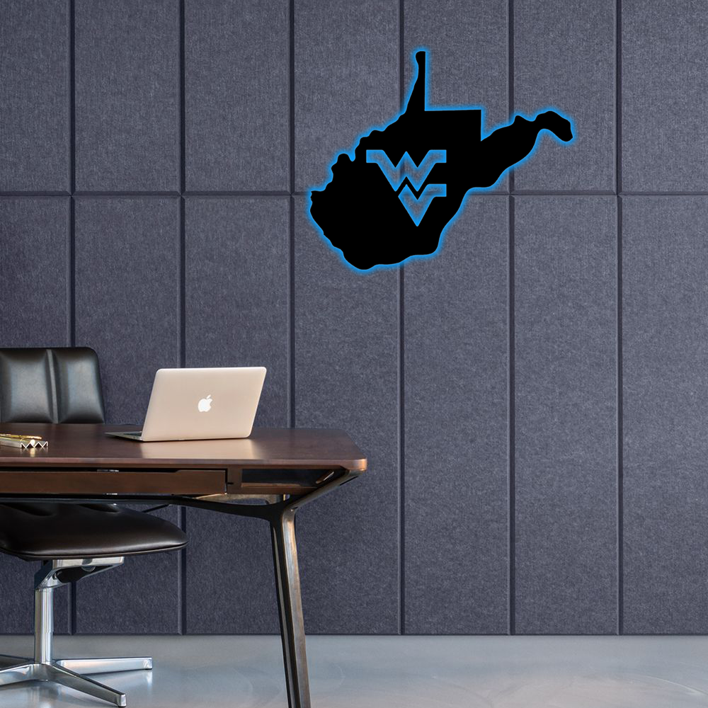 NCAA Basketball West Virginia Mountaineers Logo RGB Led Lights Metal Wall Art