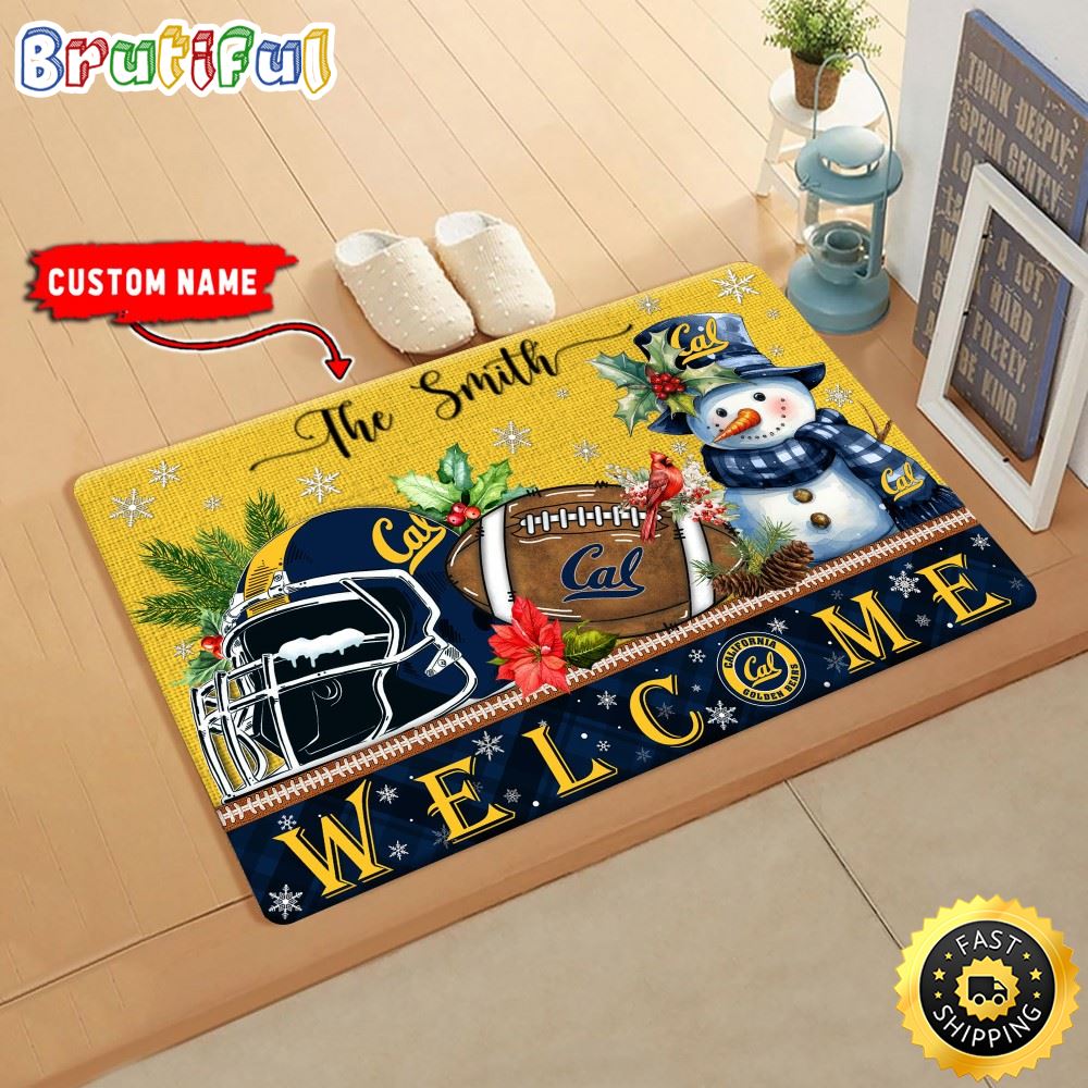 NCAA California Golden Bears Doormat Welcome Christmas Custom Name Football Doormat