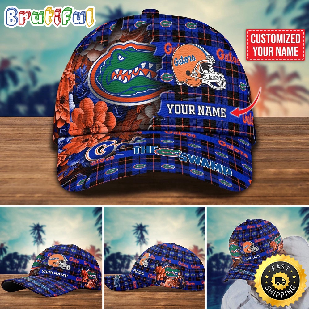 NCAA Florida Gators Baseball Cap Flower Custom Name Cap