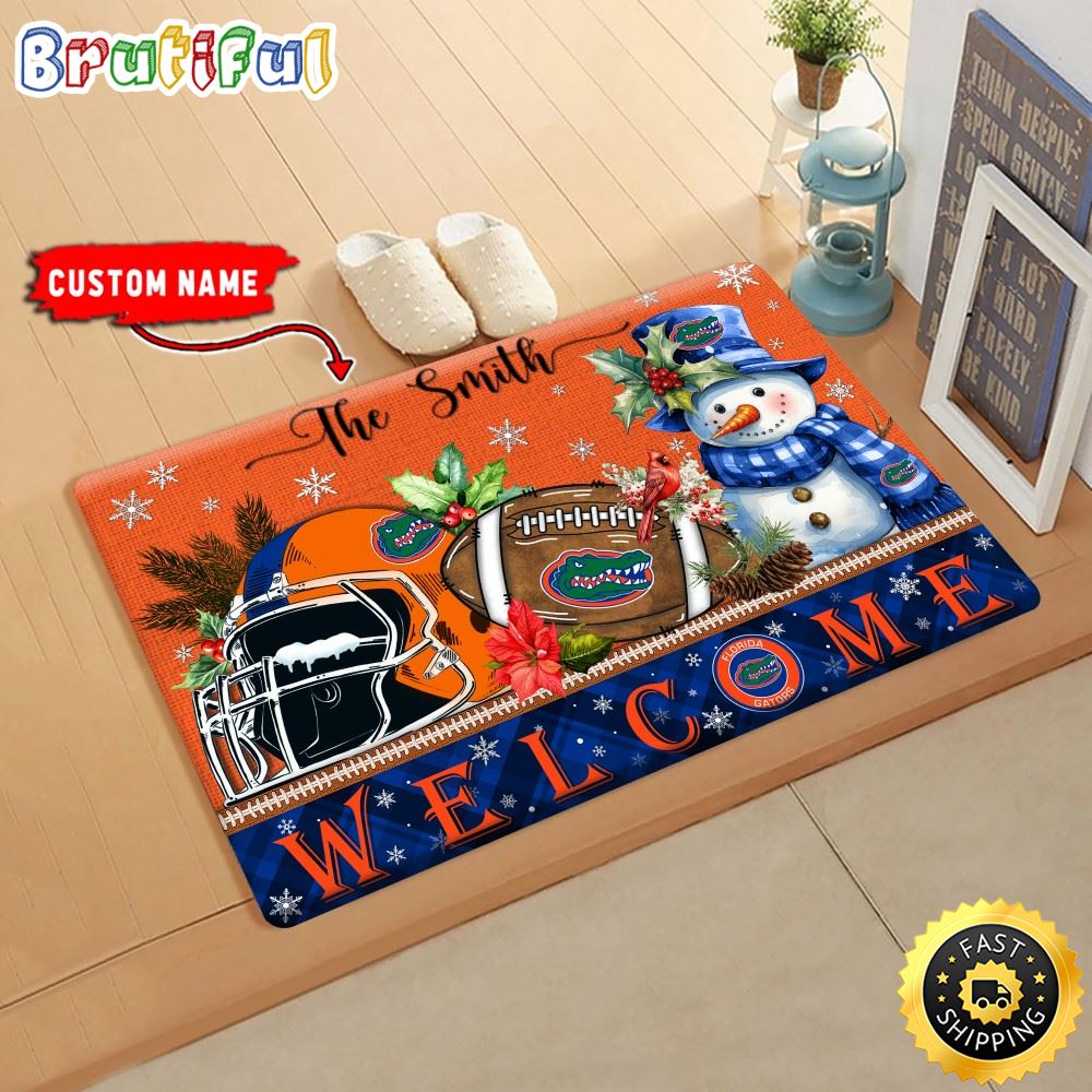 NCAA Florida Gators Doormat Welcome Christmas Custom Name Football Doormat