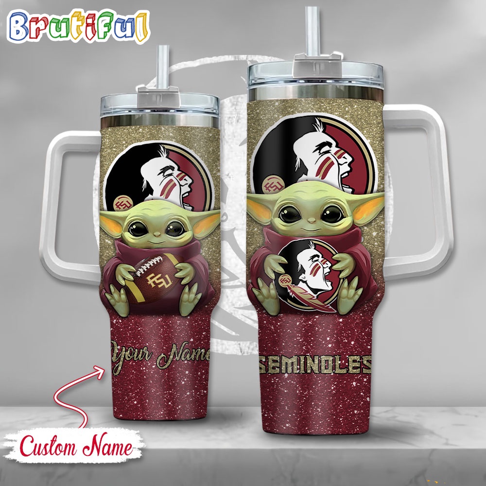 NCAA Florida State Seminoles Tumbler Baby Yoda Customzed Handle Cup