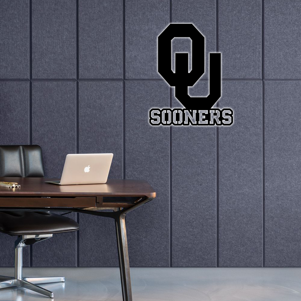 NCAA Football Oklahoma Sooners Logo RGB Led Lights Metal Wall Art