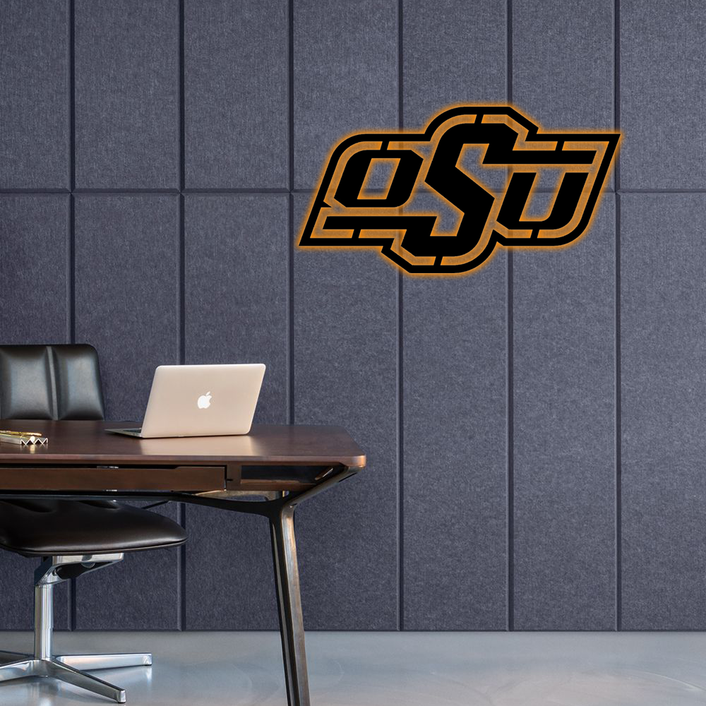 NCAA Football Oklahoma State Cowboyse Logo RGB Led Lights Metal Wall Art