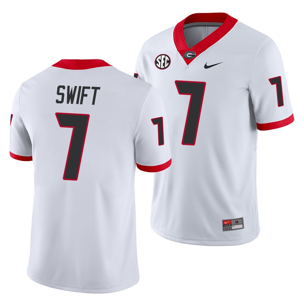 NCAA Georgia Bulldogs D'Andre Swift White Away Game Jersey