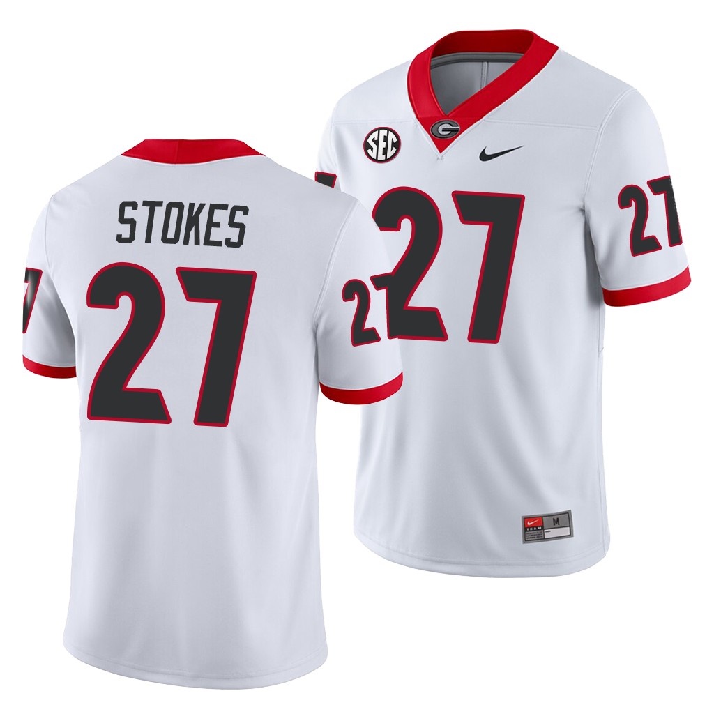 NCAA Georgia Bulldogs Eric Stokes White Away Game Jersey