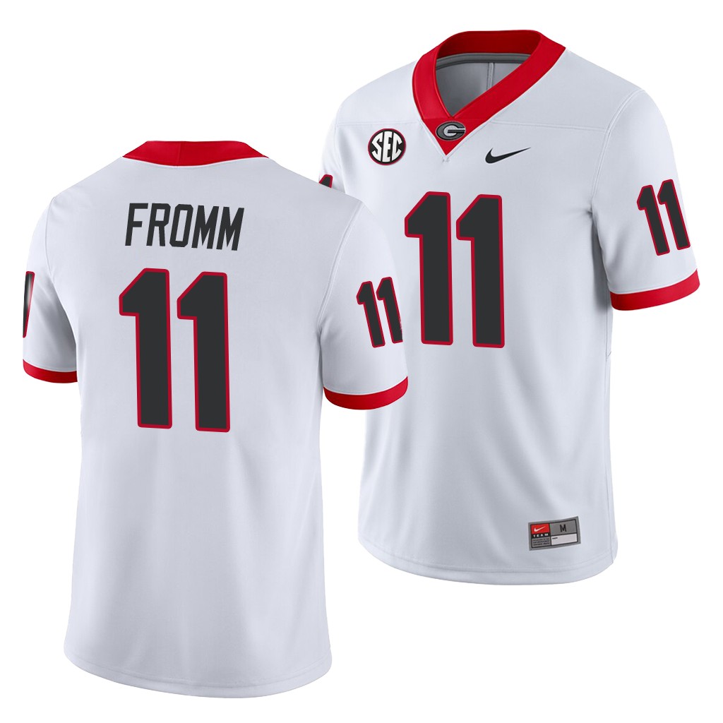 NCAA Georgia Bulldogs Jake Fromm White Away Game Jersey