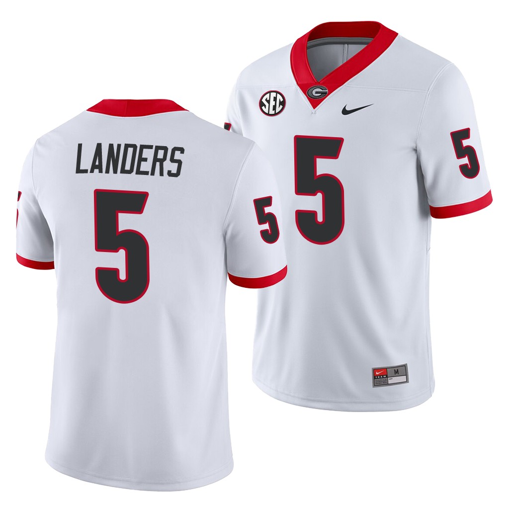 NCAA Georgia Bulldogs Matthew Landers White Away Game Jersey