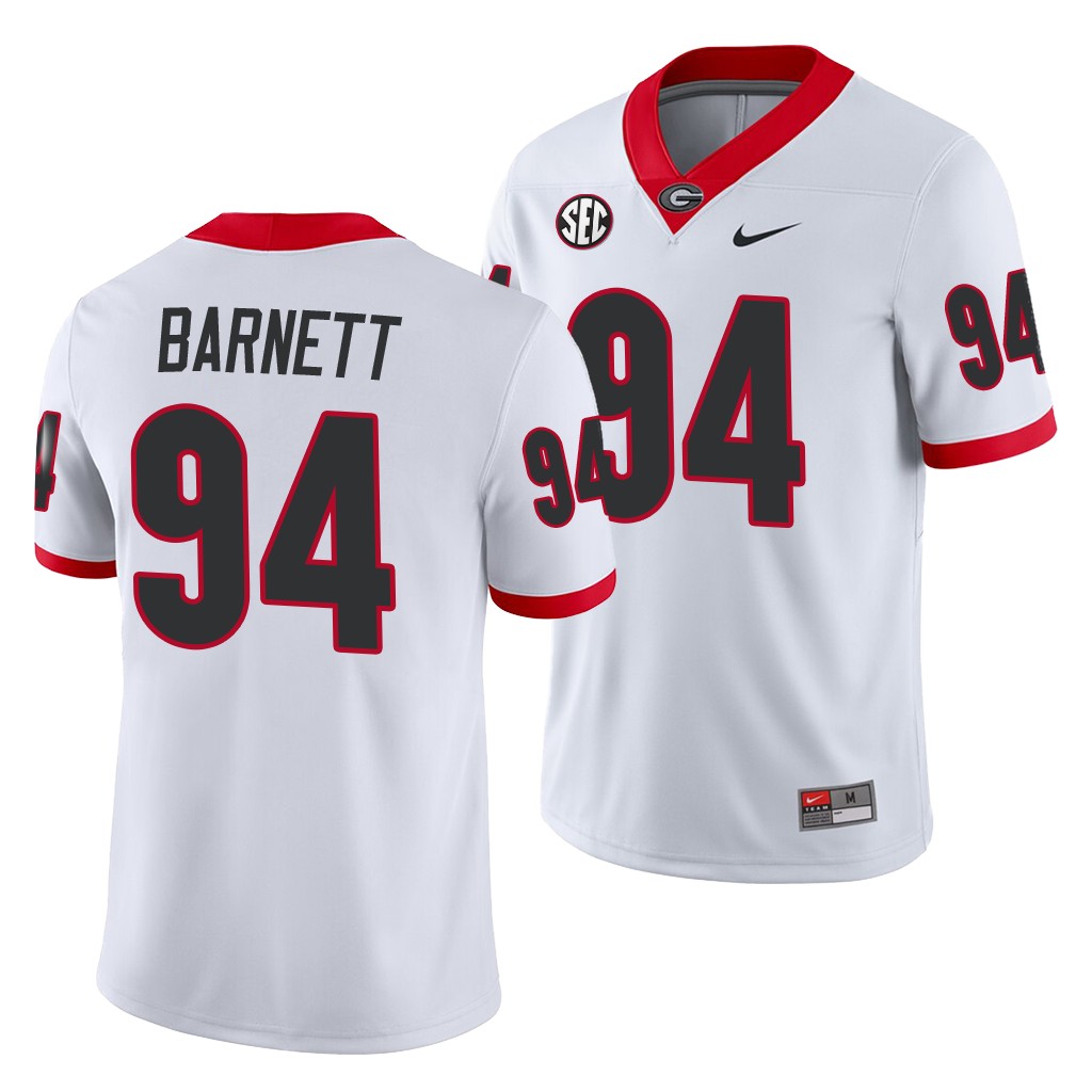 NCAA Georgia Bulldogs Michael Barnett White Away Game Jersey