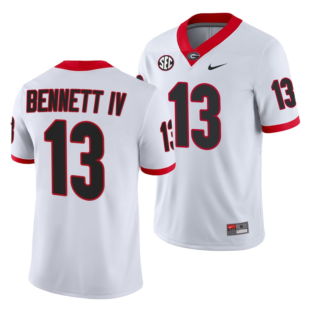 NCAA Georgia Bulldogs Stetson Bennett White Away Game Jersey